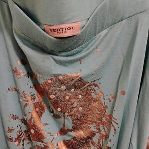 Vertigo Paris Aqua and Bronze Blouse